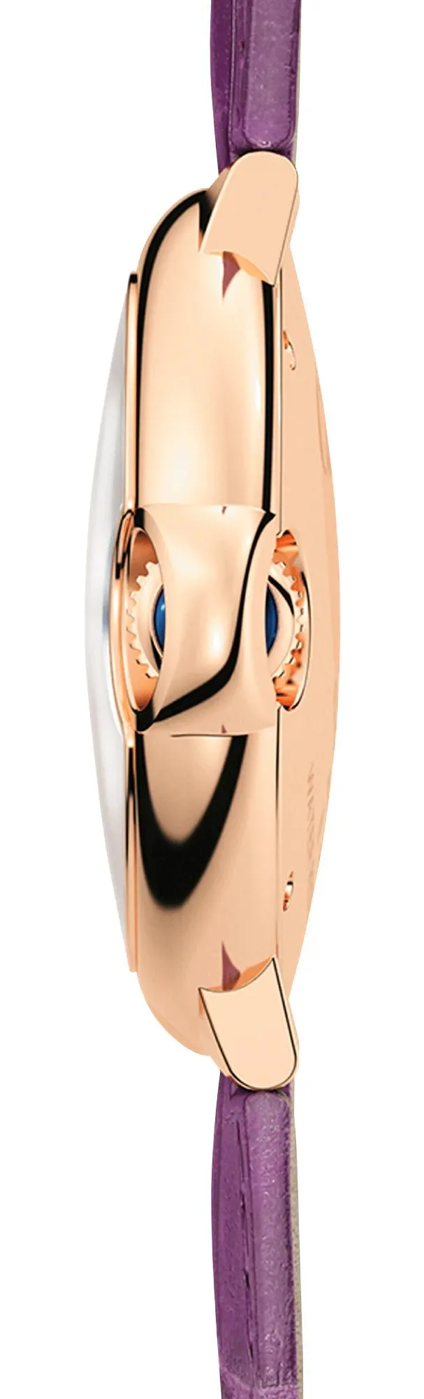 Cartier Ballon Bleu Automatic 18K Rose Gold Silver-Tone Dial Diamonds Purple Leather Strap Womens Watch WE902063