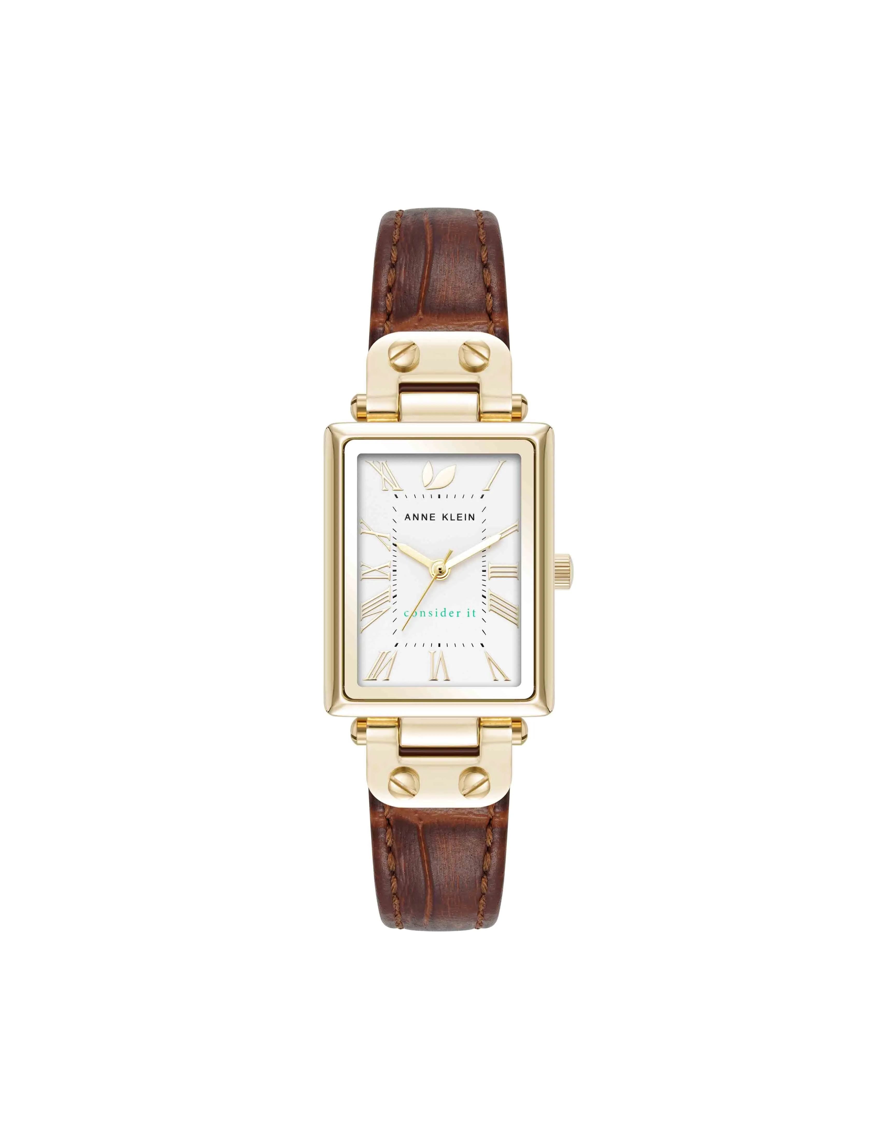Consider It Rectangular Case Leather Watch
