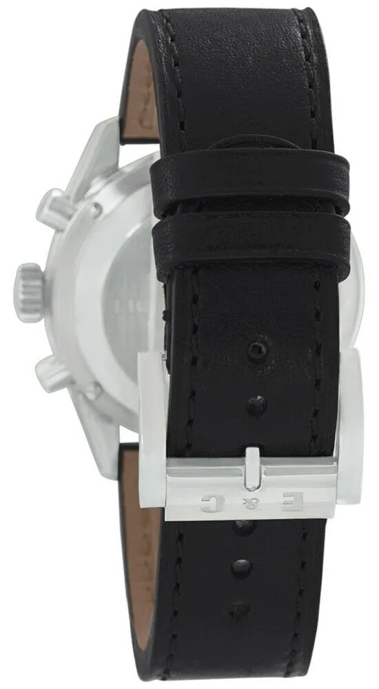 Eberhard & Co. Champion Chronograph Automatic Date Stainless Steel 31044.14 Mens Watch with Black Leather Band Black Dial