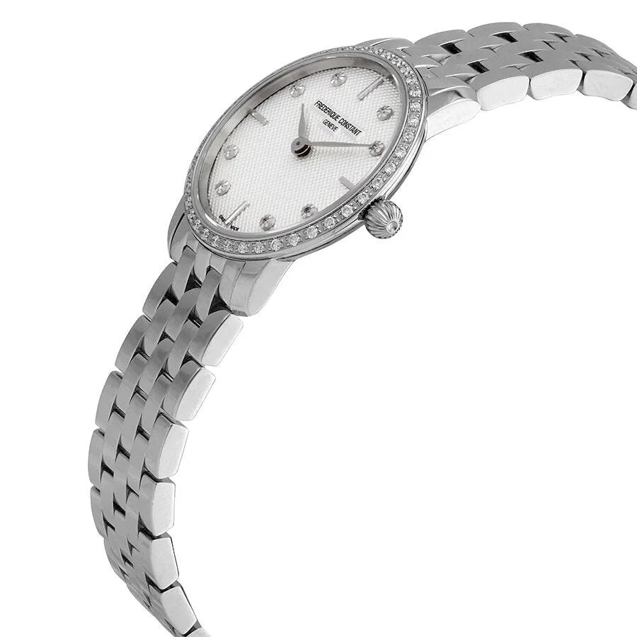 Frederique Constant Slimline Quartz Diamond White Dial Ladies Watch FC-200STDSD6B
