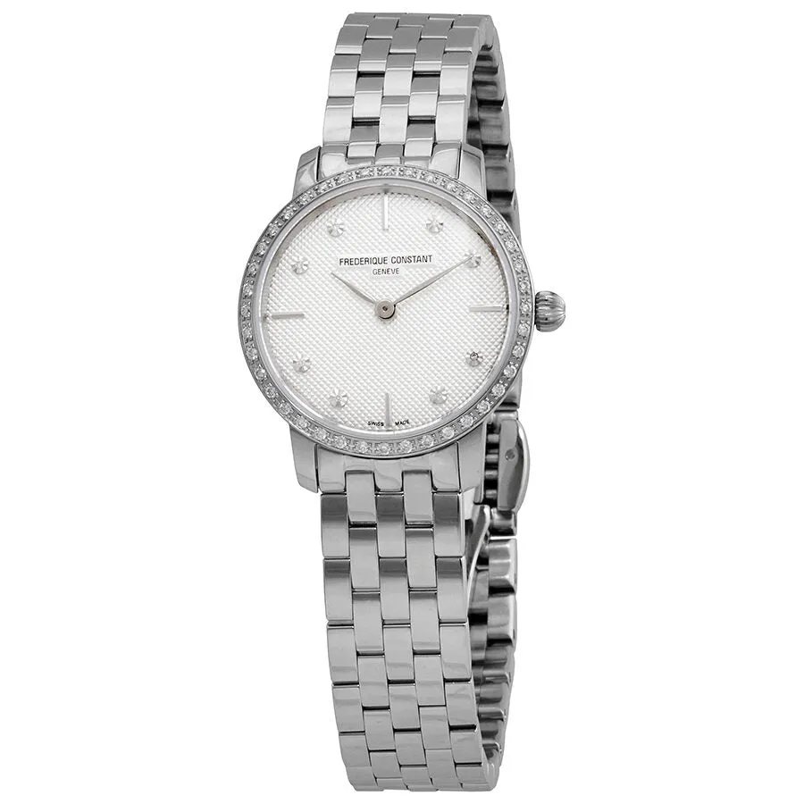 Frederique Constant Slimline Quartz Diamond White Dial Ladies Watch FC-200STDSD6B