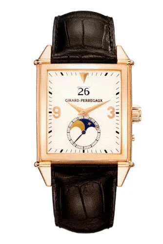 Girard Perragaux Vintage 1945 18kt Rose Gold Black Leather Men's Watch 25800.0.52.815
