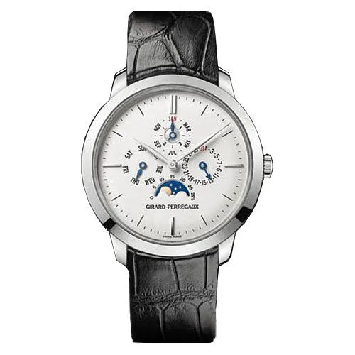 Girard Perregaux 1966 Silver Dial Moon Phase 18K White Gold Automatic Men's Watch 90535-53-131-BK6A