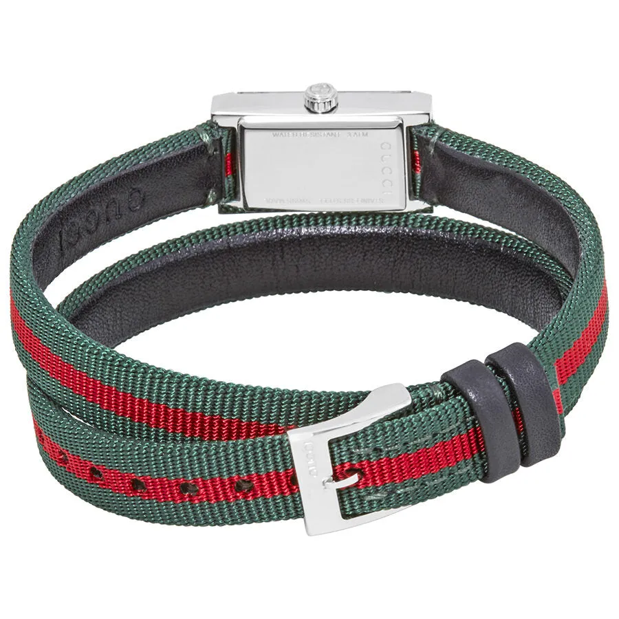Gucci G-Frame Green & Red Dial Double Loop Nylon Ladies Watch YA147503