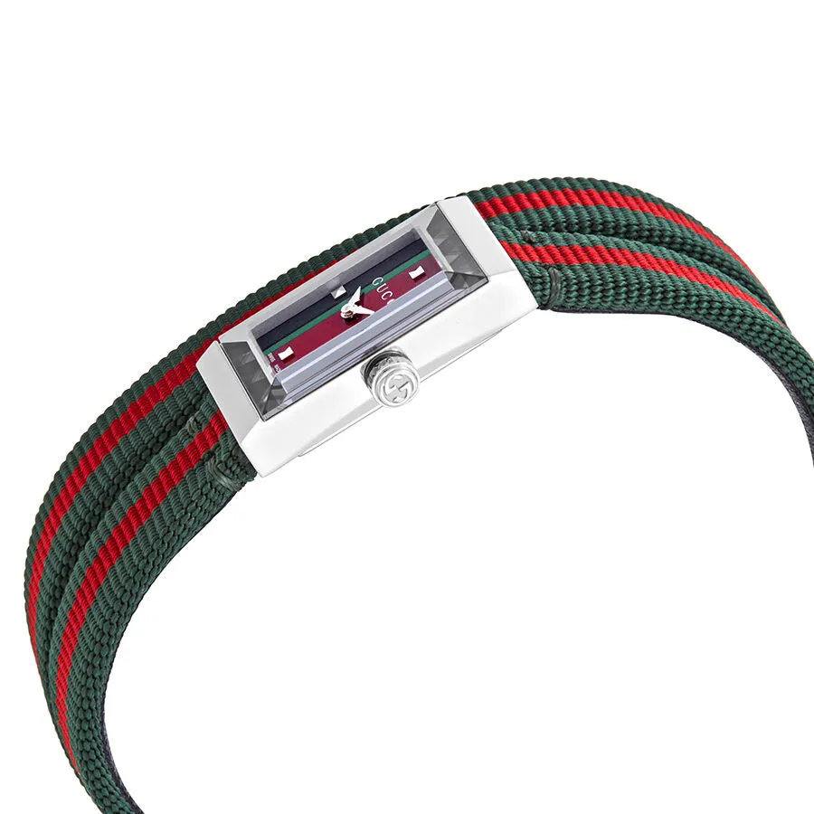 Gucci G-Frame Green & Red Dial Double Loop Nylon Ladies Watch YA147503