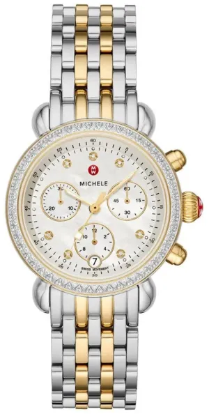 Michele CSX-36 Chronograph Mother of Pearl Dial Date Two-Tone Stainless Steel Womens Watch MWW03C000514