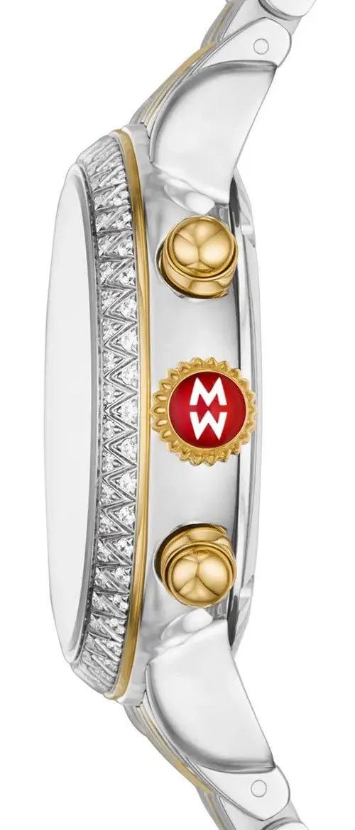 Michele CSX-36 Chronograph Mother of Pearl Dial Date Two-Tone Stainless Steel Womens Watch MWW03C000514