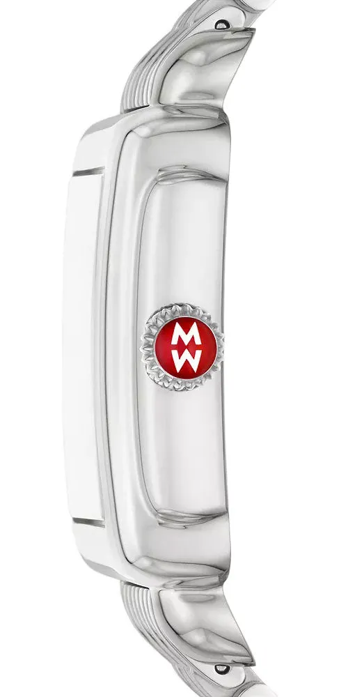 Michele Deco Madison Mid Stainless Steel Diamonds Silver Dial Date Rectangle Womens Watch MWW06G000012