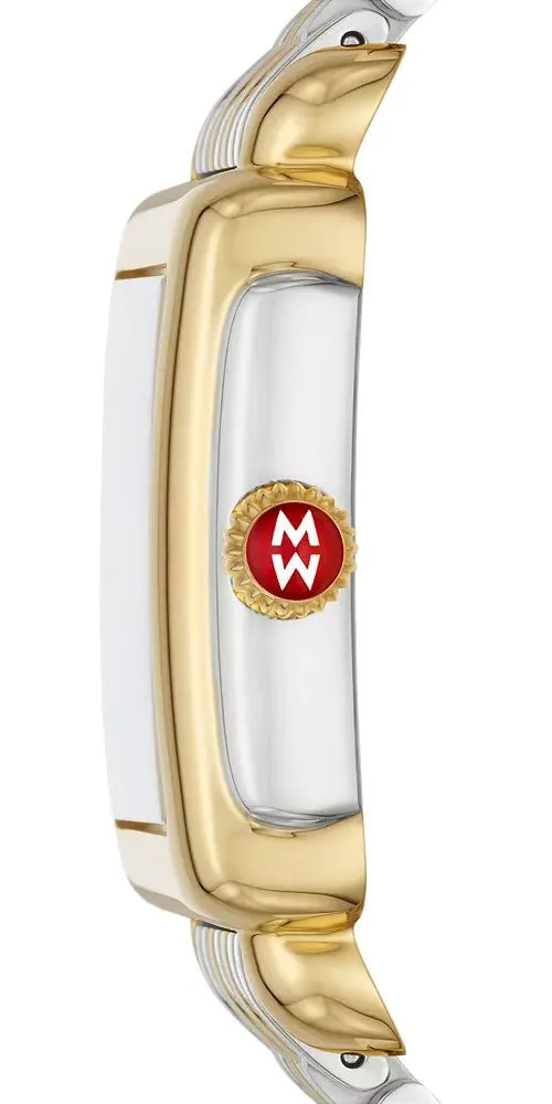 Michele Deco Madison Mid Two-Tone Steel Diamonds Silver Dial Date Rectangle Womens Watch MWW06G000013
