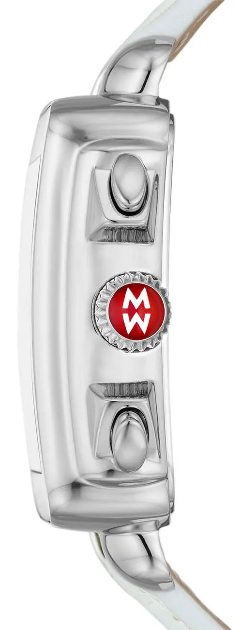 Michele Deco Sport Chronograph Mother-of-Pearl Rectangle Dial White Leather Women's Watch MWW06K000066