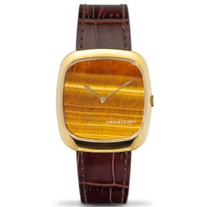 Natural Stone Tiger Eye in Gold Stainless