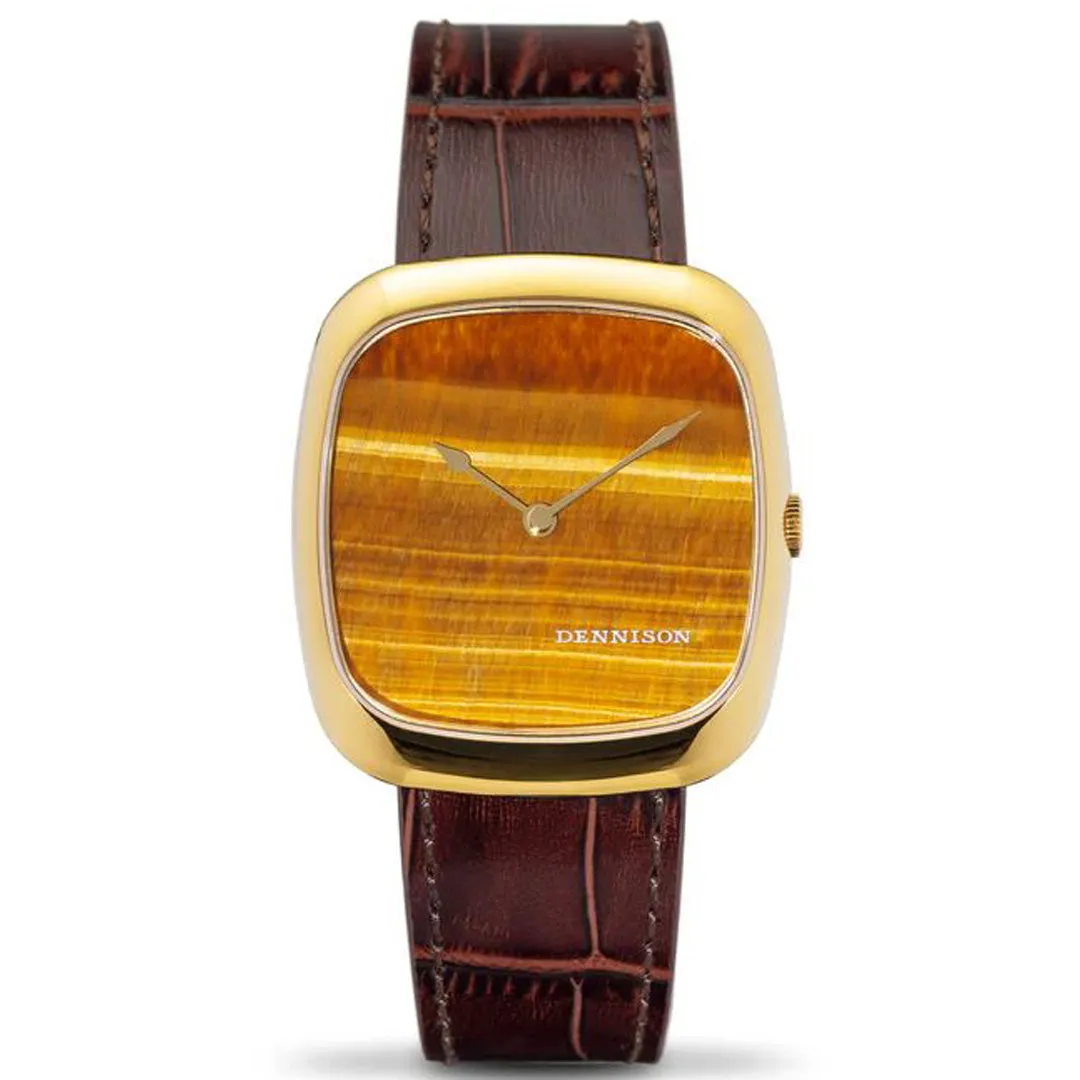 Natural Stone Tiger Eye in Gold Stainless