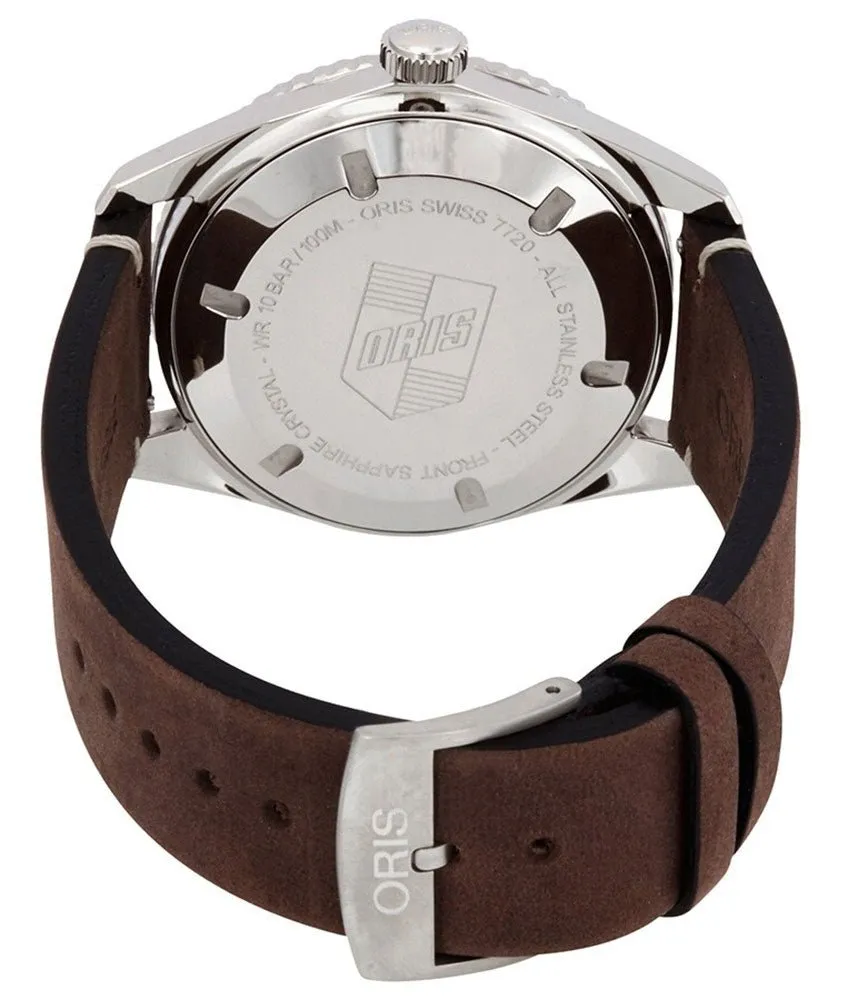Oris Divers Sixty-Five Automatic Stainless Steel Silver Dial Brown Leather Strap Date Mens Watch 733 7720 4051-07 5 21 44