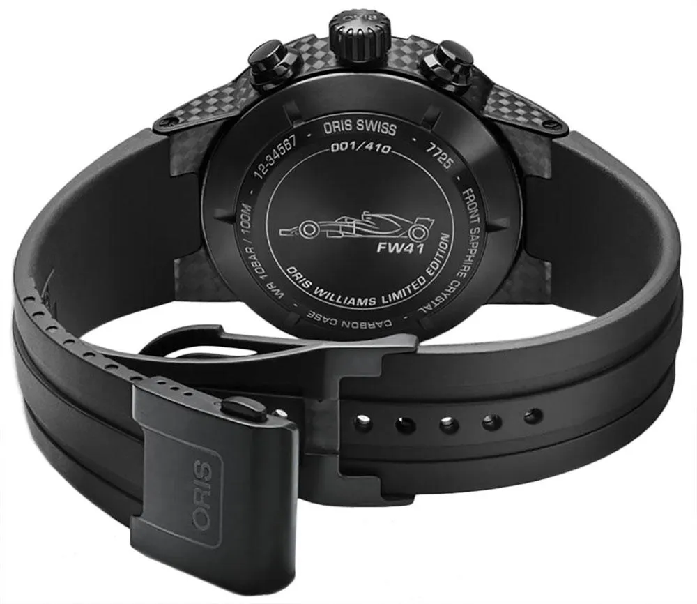 Oris Williams FW41 Limited Edition Chronograph Automatic Black Titanium Black Rubber Strap Black Dial Date Mens Watch 774 7725 8794-Set RS