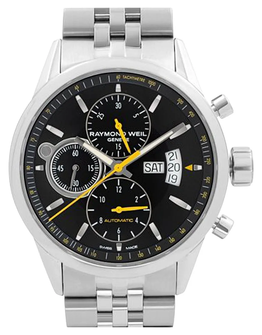 Raymond Weil Freelancer Automatic Chronograph Stainless Steel Black Dial Day/Date Mens Watch 7730-ST-20021