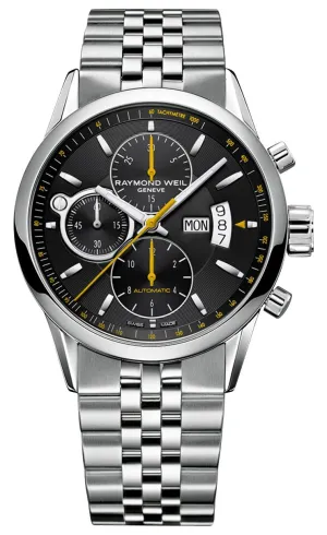 Raymond Weil Freelancer Automatic Chronograph Stainless Steel Black Dial Day/Date Mens Watch 7730-ST-20021