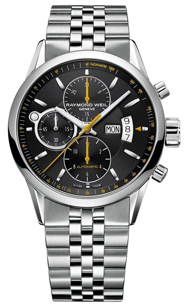 Raymond Weil Freelancer Automatic Chronograph Stainless Steel Black Dial Day/Date Mens Watch 7730-ST-20021