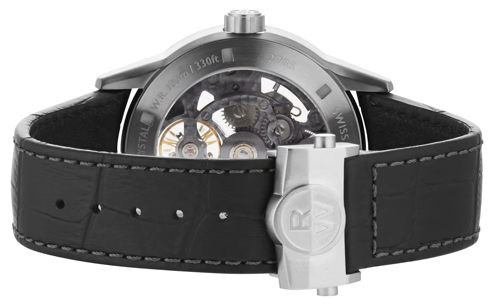 Raymond Weil Freelancer Automatic Stainless Steel Skeleton Dial Black Leather Strap Mens Watch 2785-TI1-60001