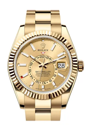 Rolex Sky Dweller 42 Champagne Dial Yellow Gold Oyster Mens Watch 336938