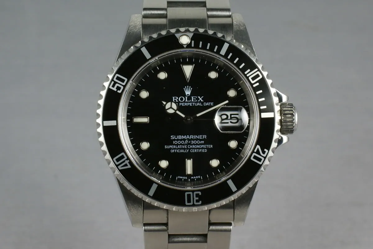 Rolex Submariner 16610 Box and Papers
