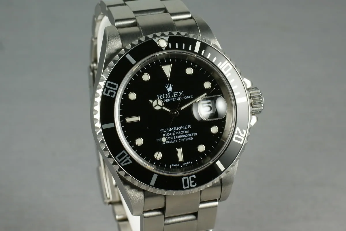 Rolex Submariner 16610 Box and Papers