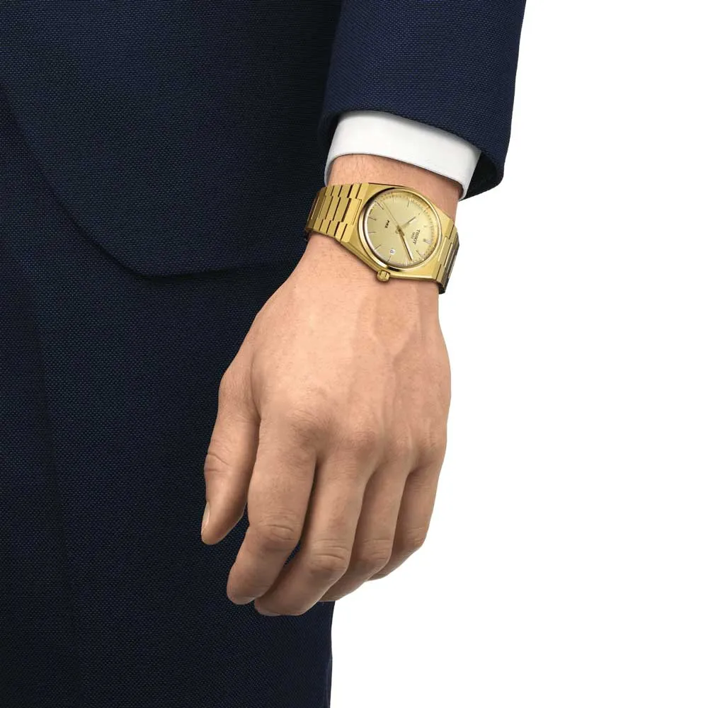 Tissot PRX 40mm Champagne Dial Gold PVD Steel Quartz Gents Watch T1374103302100