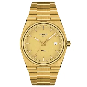 Tissot PRX 40mm Champagne Dial Gold PVD Steel Quartz Gents Watch T1374103302100