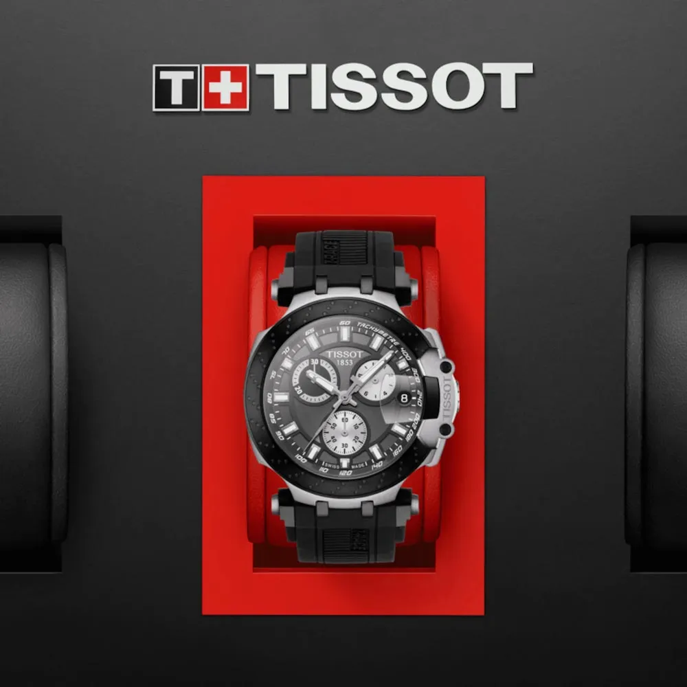 Tissot T-Race Chronograph 43mm Anthracite Dial Black PVD Steel Quartz Gents Watch T1154172706100