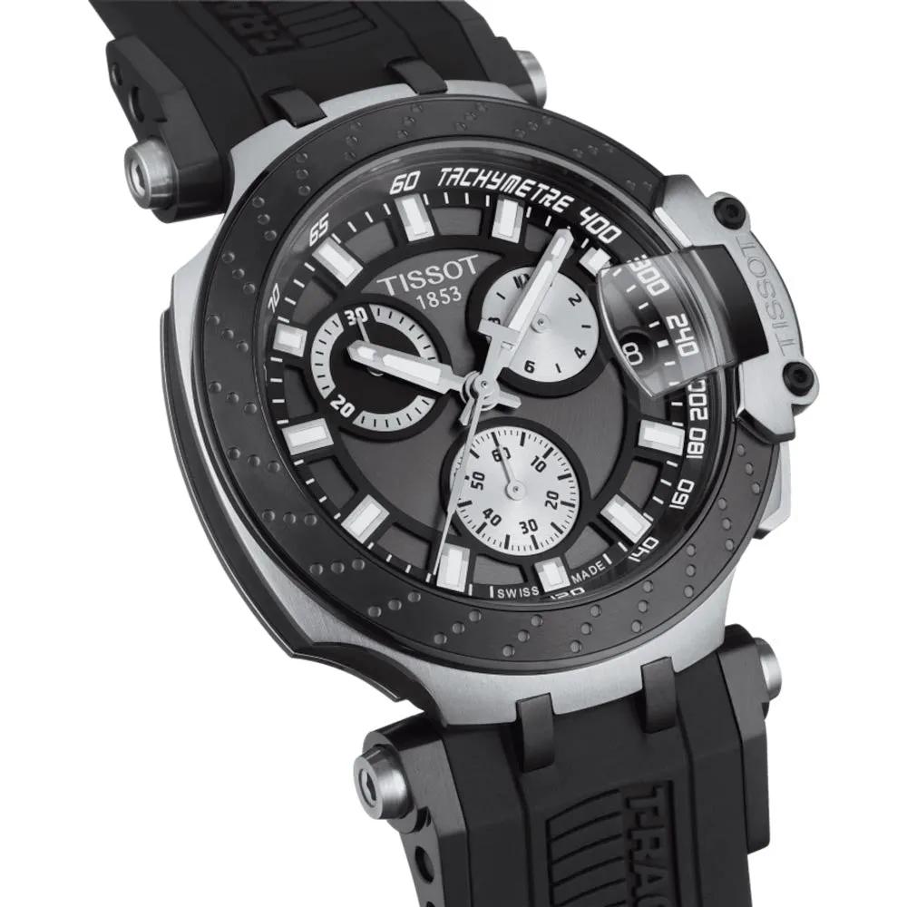 Tissot T-Race Chronograph 43mm Anthracite Dial Black PVD Steel Quartz Gents Watch T1154172706100