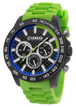 TW Steel Yamaha Factory Racing Quartz Chronograph Black Carbon Case Green Silicon Mens Watch Y118