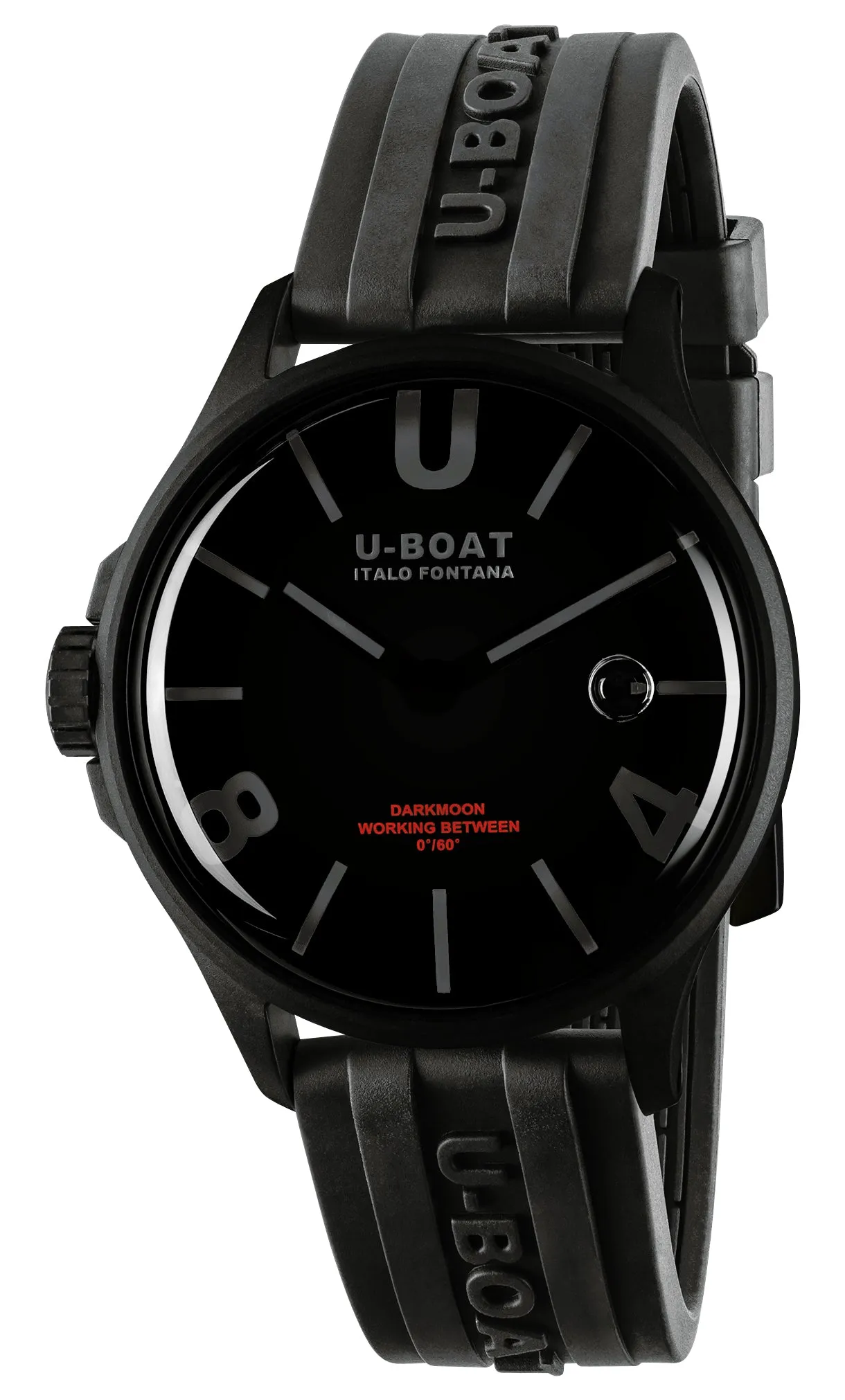 U-Boat Darkmoon Black PVD Black Dial Black Rubber Strap Quartz Mens Watch 9545