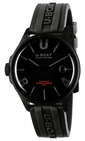 U-Boat Darkmoon Black PVD Black Dial Black Rubber Strap Quartz Mens Watch 9545