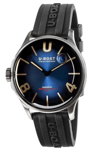 U-Boat Darkmoon Stainless Steel Blue Dial Black Rubber Strap Quartz Mens Watch 9021