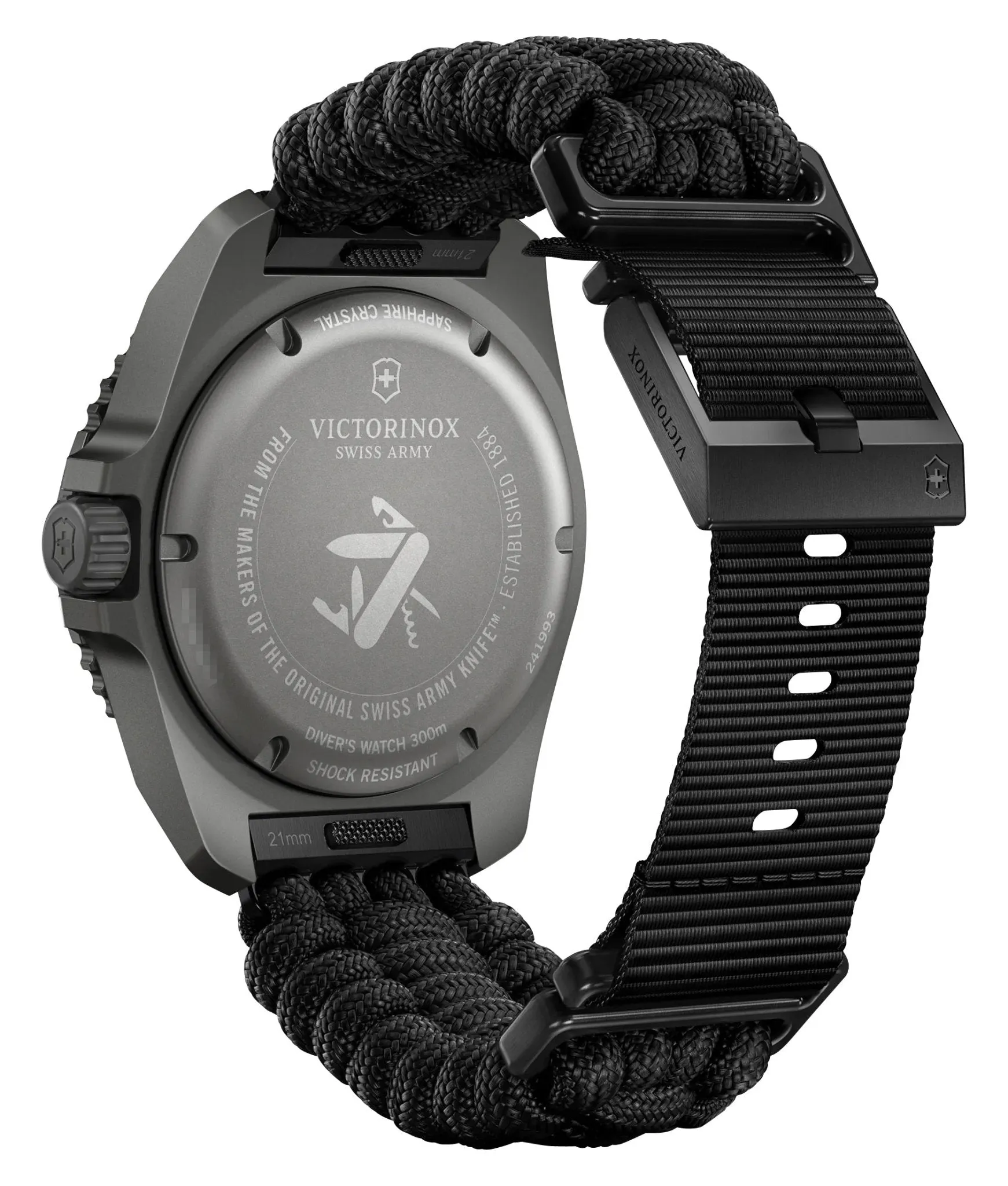 Victorinox Swiss Army Dive Pro Gray Titanium Black Dial Black Nylon Interchangeable Black Rubber Strap Date Divers Quartz Mens Watch 241993.1