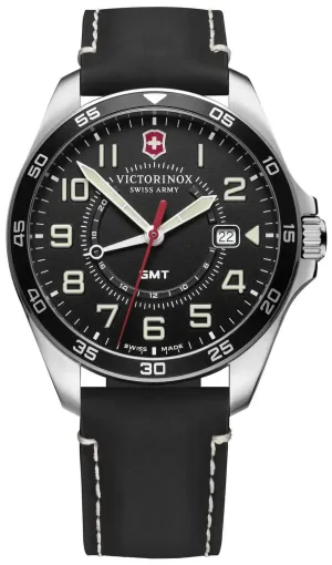 Victorinox Swiss Army FieldForce GMT Dual Time Zone Stainless Steel Mens Strap Watch Calendar 241895