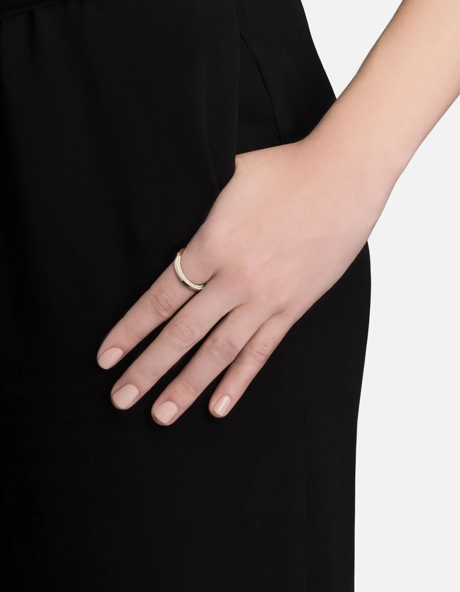 Washer Ring, 14k Gold Pavé